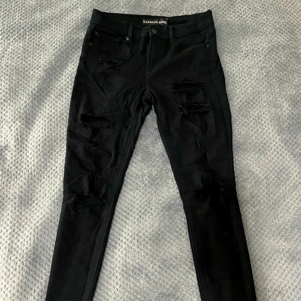 Express Black Ripped Jean Leggings